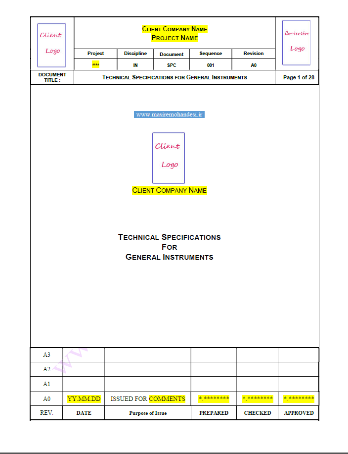 Spec_InG_Cover سربرگ مشخصات فنی ابزاردقیق